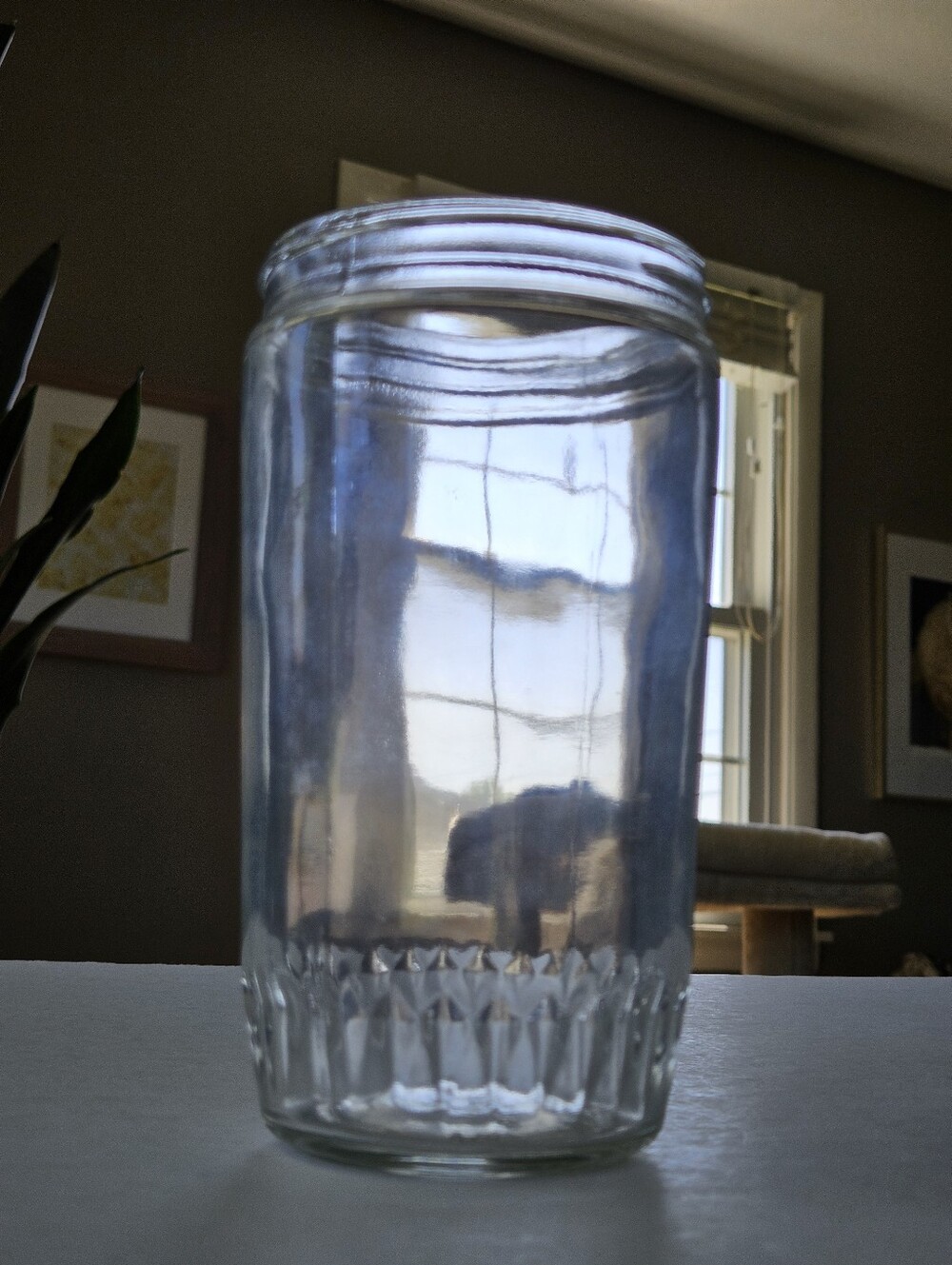 6.5" tall Vintage Jif Peanut Butter Glass Jar flower vase wedding farmhouse chic